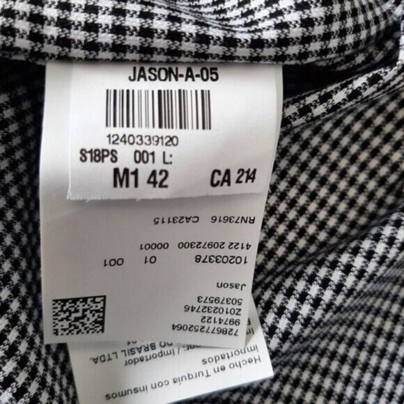 BOSS Jason Slim Fit B&W Checkered Pattern Button Down Shirt Men's Sz 16 1/2 - Picture 12 of 12